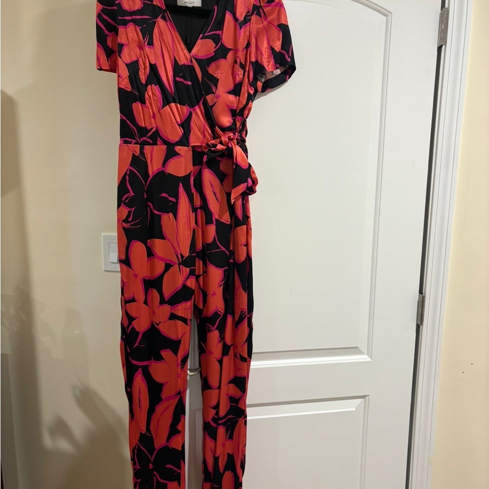 Milly Black and Pink Floral Jumpsuit